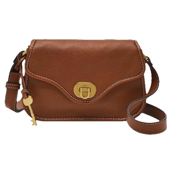 Fossil Handbags - Fossil Heritage Mini Flap Crossbody Bag Brown Leather  EUC